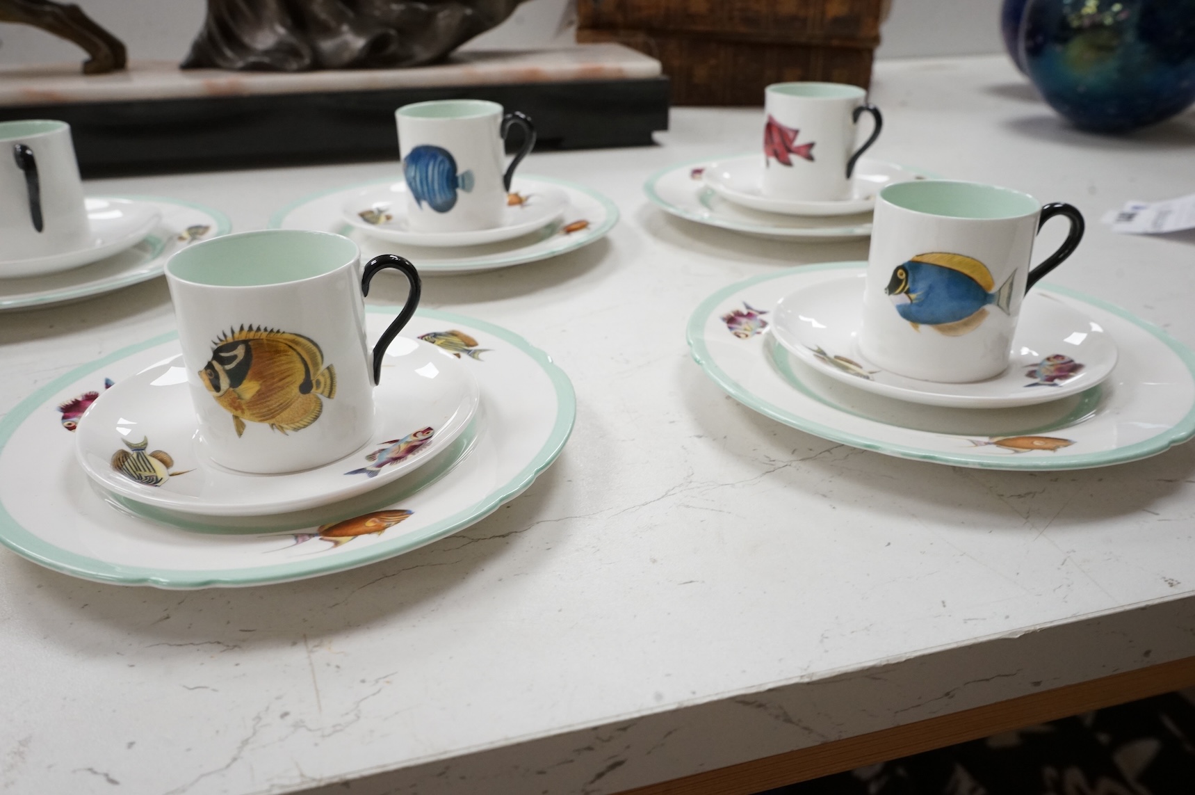 Shelley for the Rowland Ward Nairobi store, an exotic fish design part dinner and coffee service, original retail receipt
